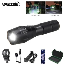 Zoomable Hunting Rifle Flashlight T6 LED Light Tactical Torch +Remote Pressure Switch+Scope Mount +18650 Battery+USB Charger+Box uniquefire 1503 t50 ir 940nm infrared light 3 modes zoomable led flashlight scope mount charger pressure switch for hunting