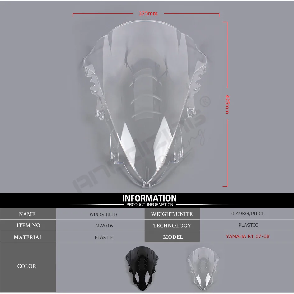 Лобовое стекло дымчатое лобовое для YAMAHA R1 2007 2008|windshield windscreen|double bubbledouble bubble windscreen |