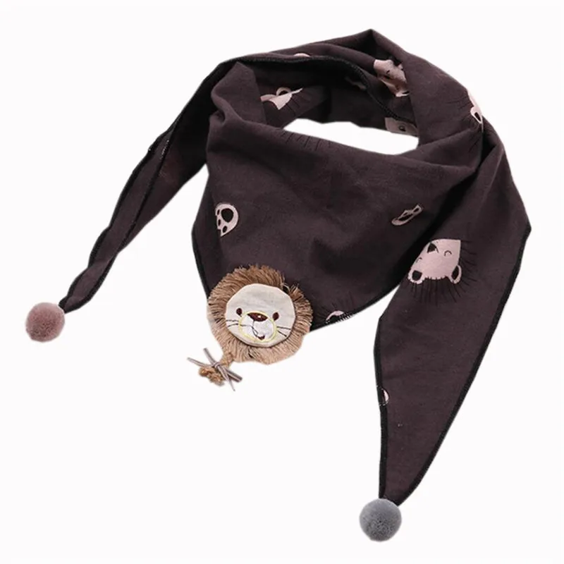 Новинка; осенне-зимний треугольный шарф для маленьких девочек; однотонная Весенняя шаль для маленьких мальчиков; детский хлопковый шейный платок; теплый детский шейный платок - Цвет: dark brown