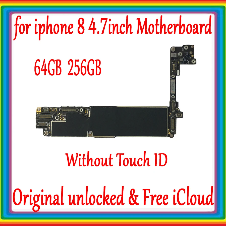 

64GB 256GB for iphone 8 Motherboard without Touch ID ,100% Original unlocked for iphone 8 4.7inch Mainboard with Full Chips