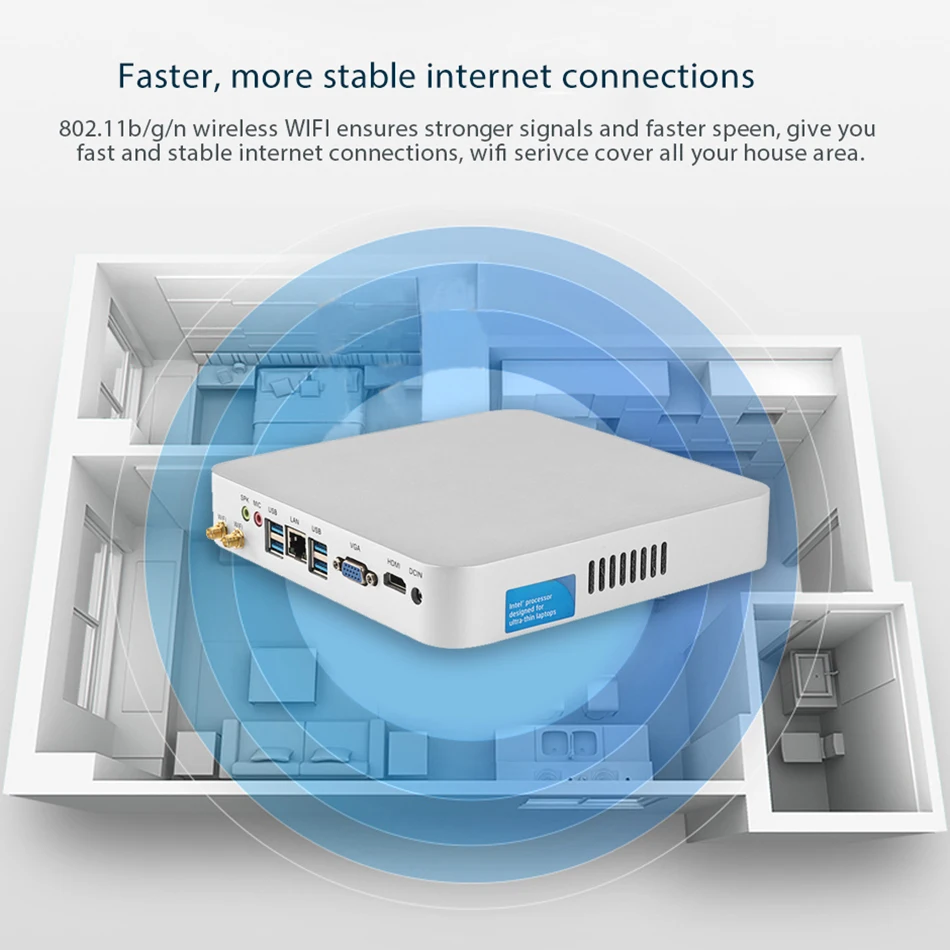  XCY 7th Gen Mini PC Core i7 7500U i5 7200U i3 7100U 4K Intel HD Graphics 620 Windows 10 Wifi HDMI 6