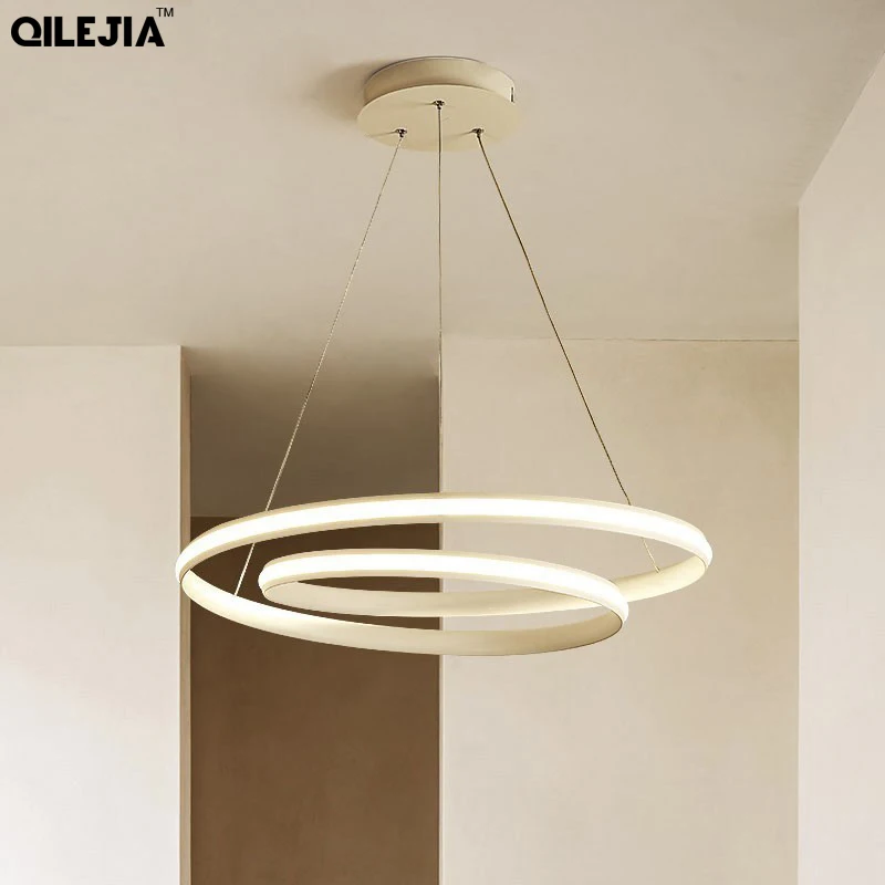

Black White Color Led Modern pendant lights for dining living room Kitchen Aluminum lamp body hanging Cord pendant lamp Fixtures