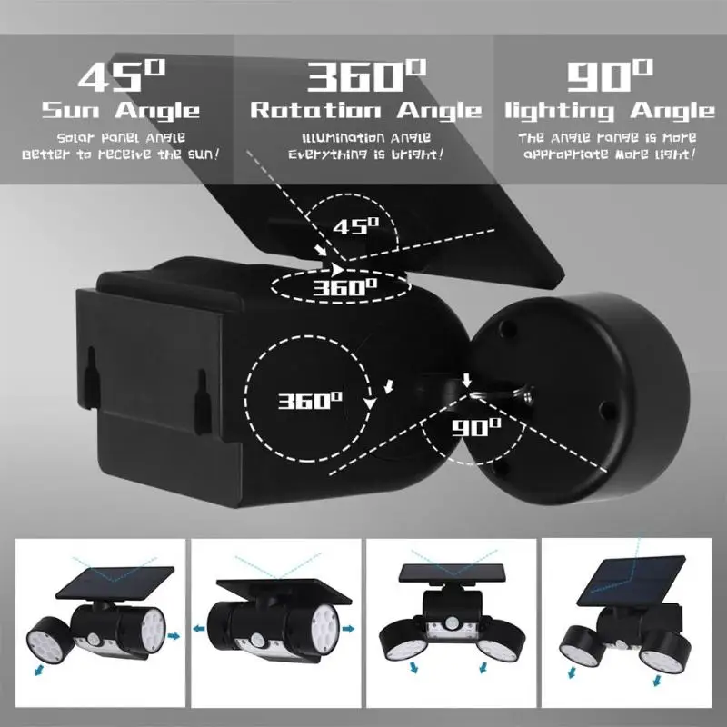 30 светодиодный солнечный датчик движения настенный светильник Открытый водонепроницаемый уличная садовая лампа вращающийся Солнечный
