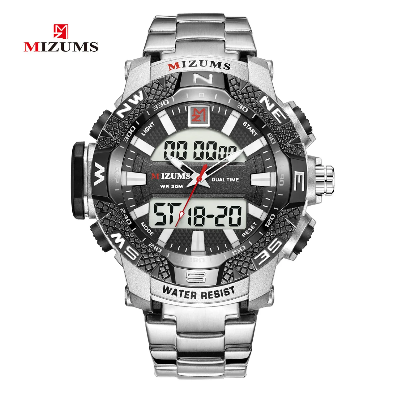 silver black Mizums мужские часы Топ бренд класса люкс золотые мужские спортивные цифровые часы для мужчин кварцевые наручные часы Relogio Masculino Прямая поставка - Цвет: silver black