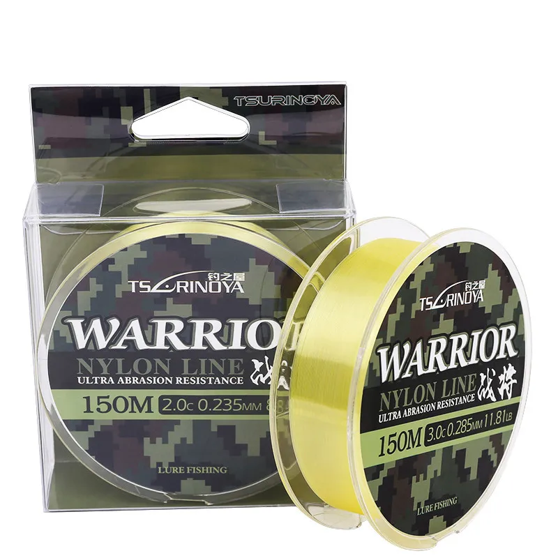 TSURINOYA WARRIOR 150m Fishing Line 1.0# 1.5# 2.0# 3.0# Zero Memory Nylon Fishing Line Monofilament Sink Line Fishing Wire