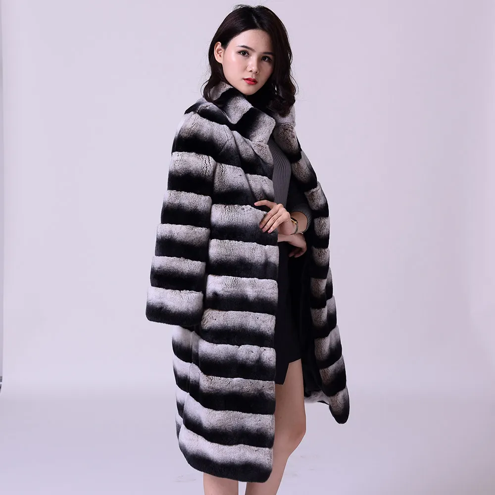 

chinchilla real fur lexus rex rabbit fur coat stand collar medium length fund 2019 new 27