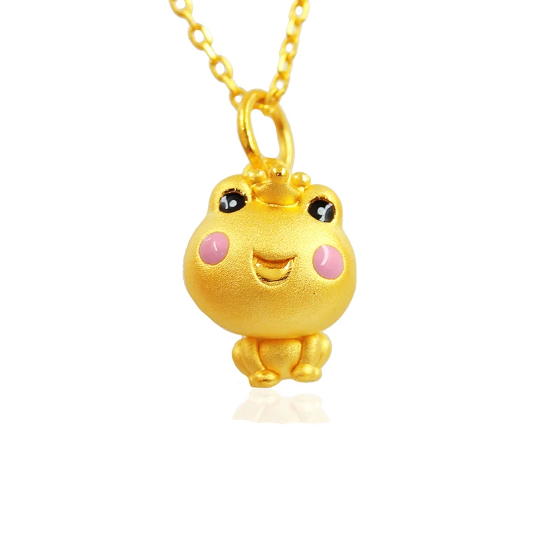 

Pure 999 24k Yellow Gold Pendant 3D Luck Loving Frog Color For Women Men Baby Red Knitted Black Rope Weaving Bracelet 1-1.1g