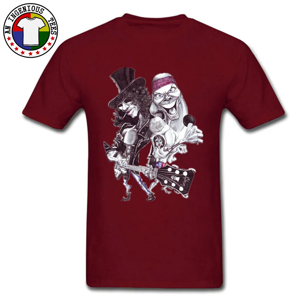 On Sale Man T Shirts O Neck Short Sleeve Pure Cotton Guns N Rose Cartoon Tops Shirts comfortable Tshirts Wholesale Guns N Rose Cartoon maroon