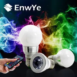 EnwYe E27 светодиодный RGB лампа AC110V 220 В 3 Вт 5 Вт пятно света затемнения волшебный Праздник RGB освещения + ИК-пульт дистанционного Управление 16