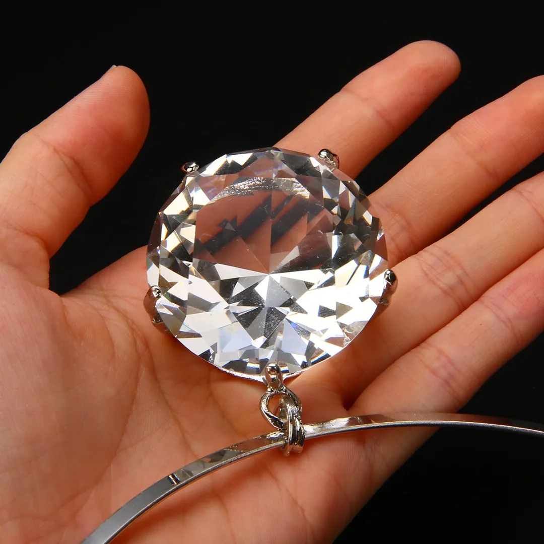 Shellhard Trendy Super Huge Crystal Necklace Exaggerate Large Big Bling Rhinestone Pendant Necklace Charms Women Party Jewelery