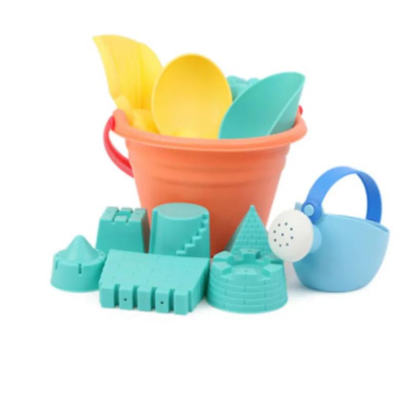 12 pcs MrY пляж/игрушки для песка Дети Играя пляж игрушки летние творческие красочные мягкие пляж песок Многокомпонентный костюм инструменты ведро - Цвет: 12 pcs