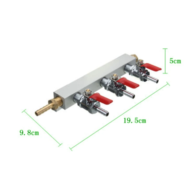 

3 Way Splitter CO2 Beer Gas Manifold/Distributor Check Valve Regulator 7mm Hot