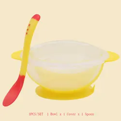 3 шт./компл. детские игрушки посуда столовая посуда всасывающая чаша с ложка с датчиком температуры детская пищевая миска для питомца