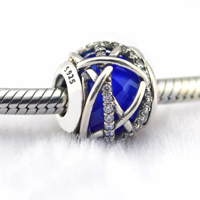 

Fits Pandora bracelet Galaxy Royal Blue Crystal charm Authertic 925 sterling silver jewelry beads diy making wholesale