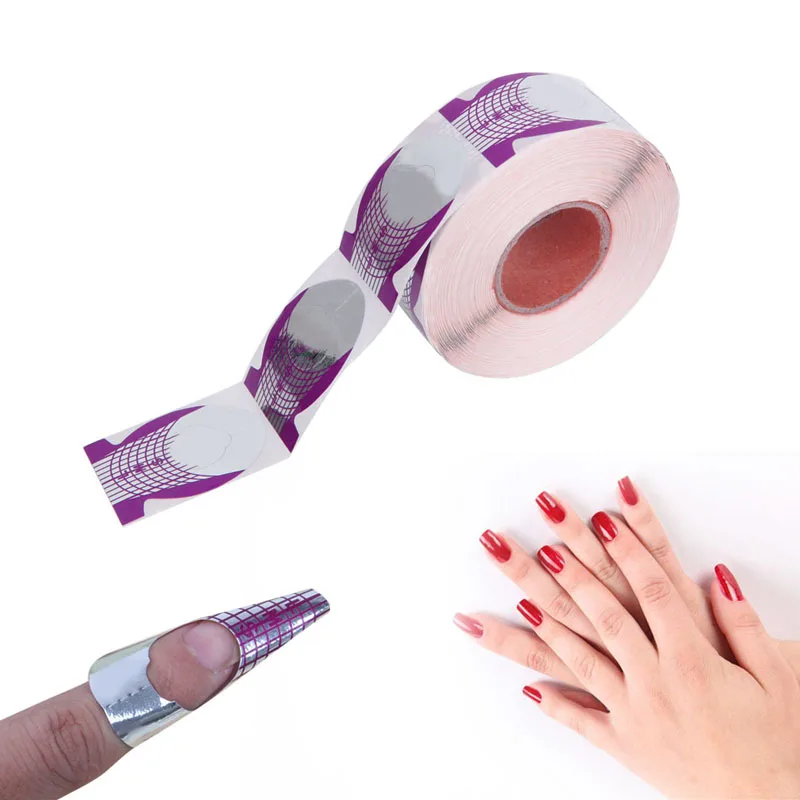 

New 500Pcs Nails Fish Shape Nail Art Tip Roll Tools Guide Stickers Purple Protable