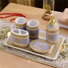 Набор аксессуаров для ванной комнаты, керамический мыльный диспенсер для посуды, держатель для зубной щетки, чашка для полоскания, Европейский стиль, набор для ванной, свадебные подарки