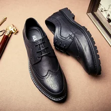 Classic England Brock Men Dress Shoes Genuine PU Leather Grey Casual Flats handsome Pointed Toe Elegant Shoes Luxury Brand