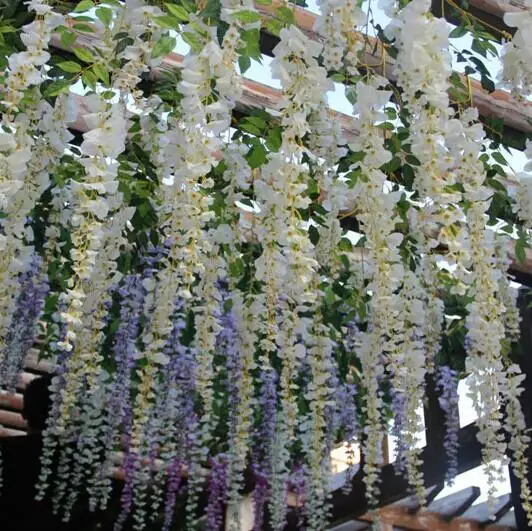 

110CM Artificial Silk Flower Rattan Simulation Wisteria Vine Garland For Wedding Party Decorations Home Decor New Arrival