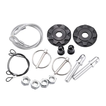 

Racing Car Bonnet Aluminum Alloy Black Lock Latch Kit Engine Hood Pin Set Car Accessories