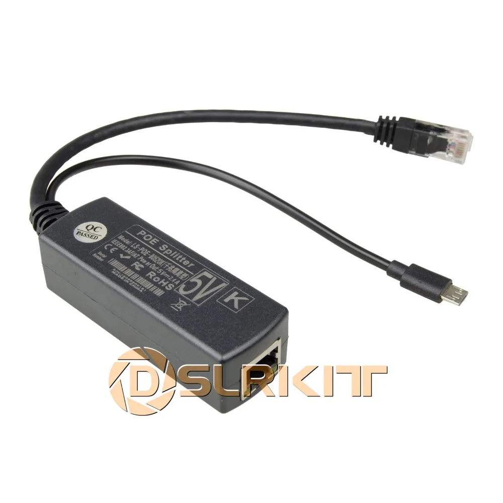 DSLRKIT Gigabit Raspberry Pi 3B+ 3B Plus PoE Kit (Splitter + Injector) Micro USB 5V 2.4A