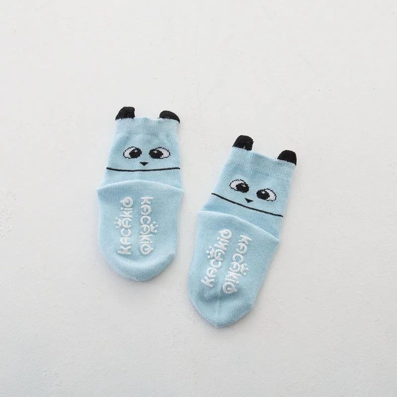Kacakid/Хлопковые носки для новорожденных нескользящие носки с ушками для мальчиков и девочек, с героями мультфильмов, большеглазая кошка носки для младенцев - Цвет: S