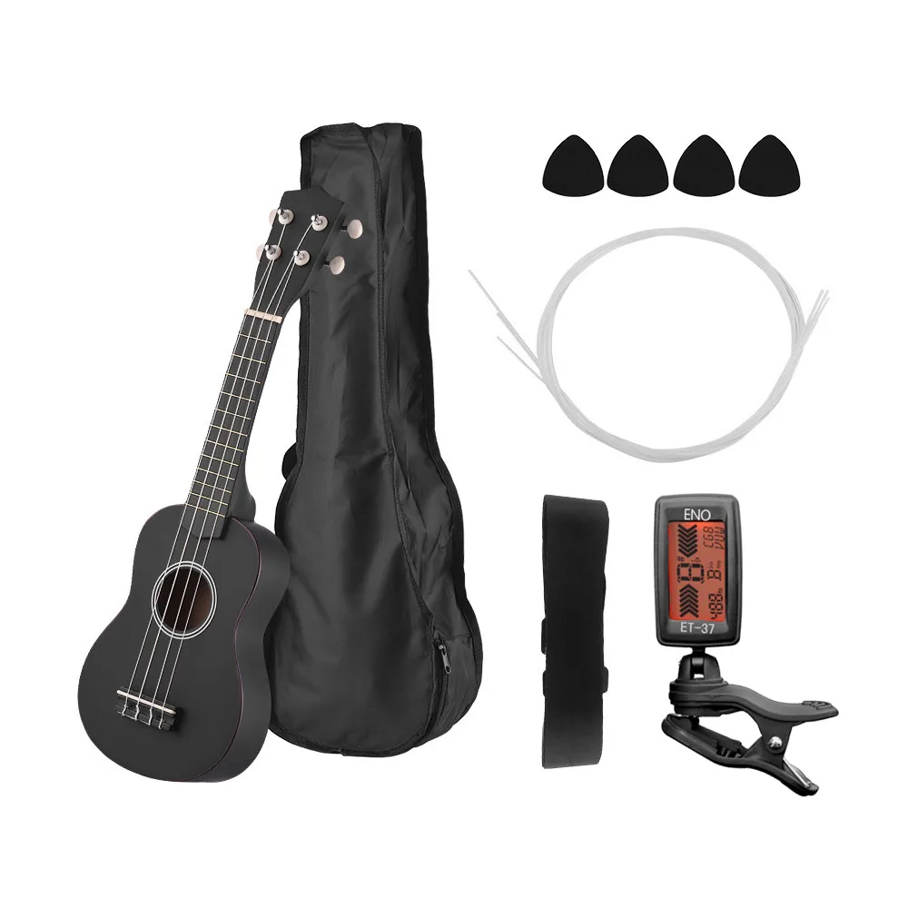 

21" Ukulele Set Colored Acoustic Soprano Ukulele Ukelele Kit Basswood with Carry Bag Strap Strings Picks Guitar Tuner