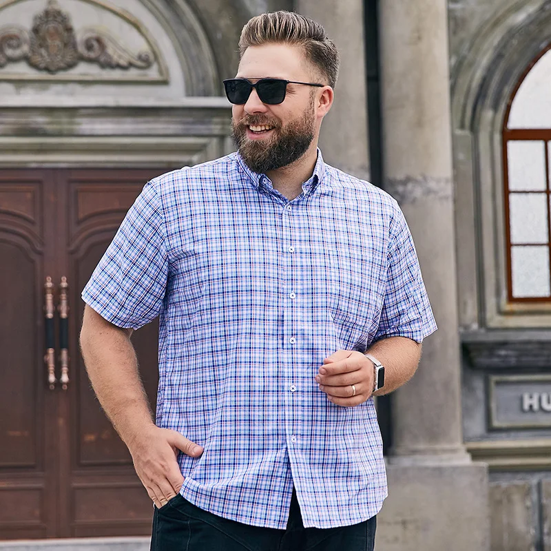 summer men plus size big dress shirt 