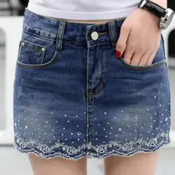 Плюс размер 26-40! летние новые джинсовые шорты женские с высокой талией Кружева Лоскутная посылка узкие джинсы шорты юбка