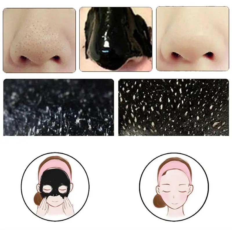 Черная маска для удаления черных точек лица и носа Глубокая чистка активированный уголь Бамбук крем