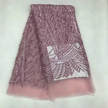 

Amazing sequins lace fabric Nigerian Gold fabric high quality Glittering African tulle lace Sequins fabric for Evening Dresses