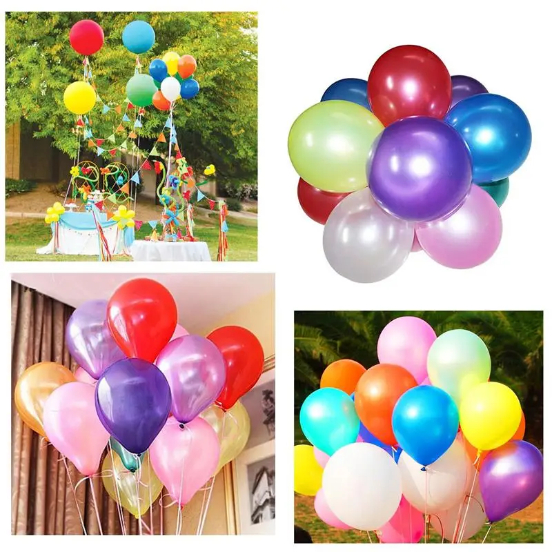 100pcs Party Balls Wedding Birthday Balloons 12 Inch Assorted Bright Color Latex Balloons Random Color