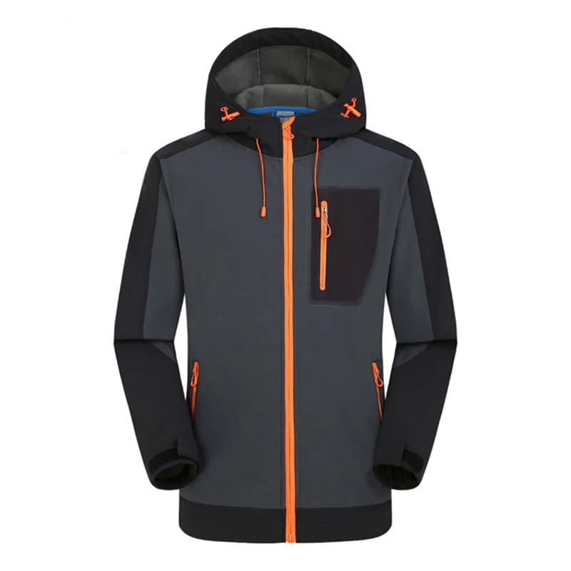 Осенне-зимняя флисовая куртка для походов и горных прогулок, Мужская ветрозащитная Водонепроницаемая теплая флисовая куртка, пальто для альпинизма - Цвет: Серый