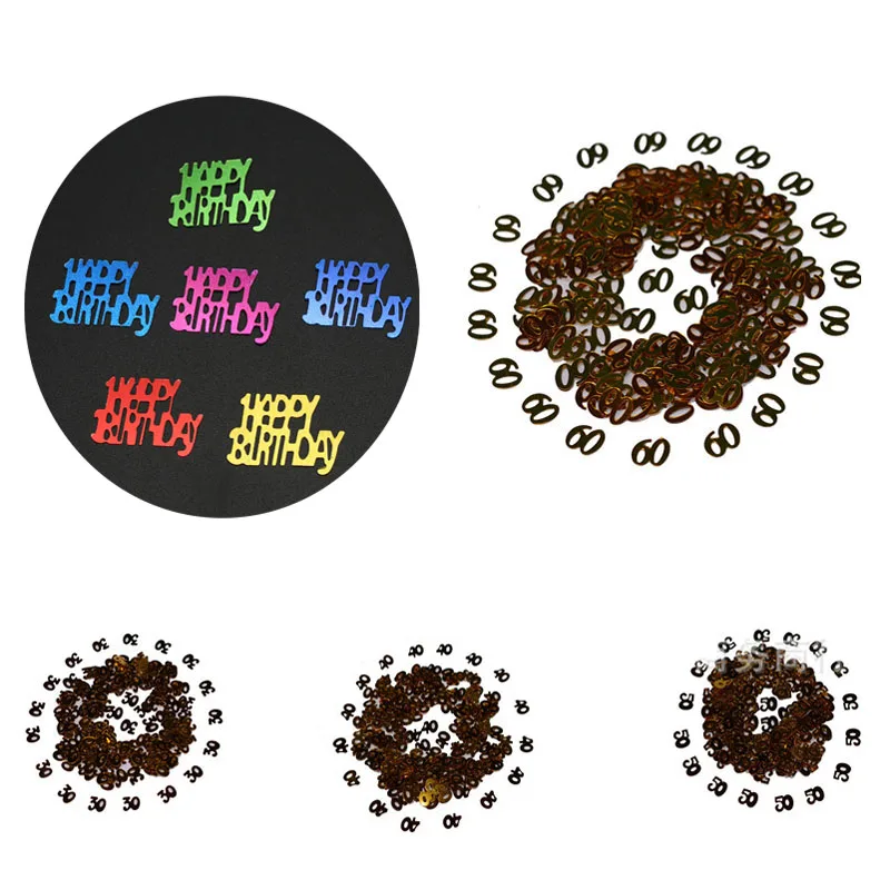 

Happy Birthday Anniversary Confetti number 30 40 50 60 years old Adults Birthday Party Tabletop Table Scatters Decoration Supply