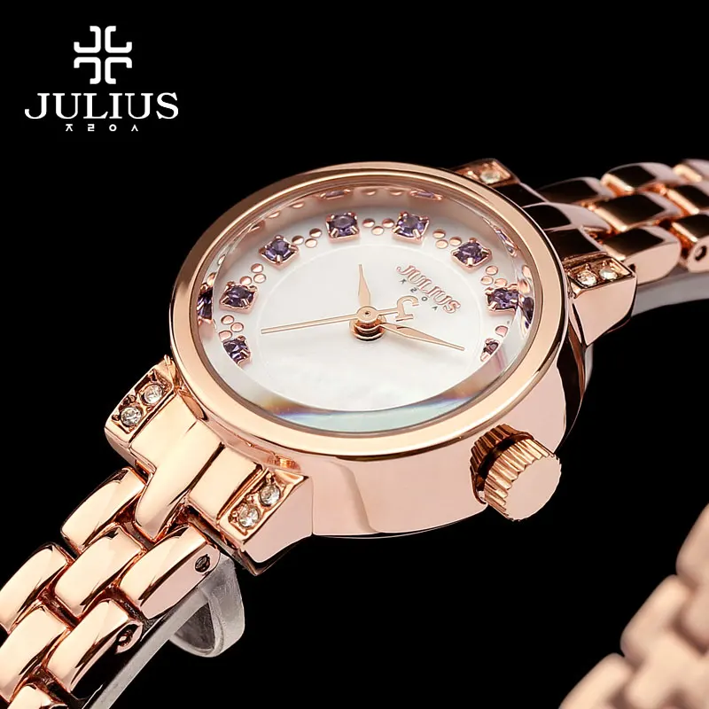 

Small Lady Women's Watch Japan Quartz Fine Hours Fashion Clock Dress Bracelet Shell Rhinestone Girl Christmas Gift Julius Box