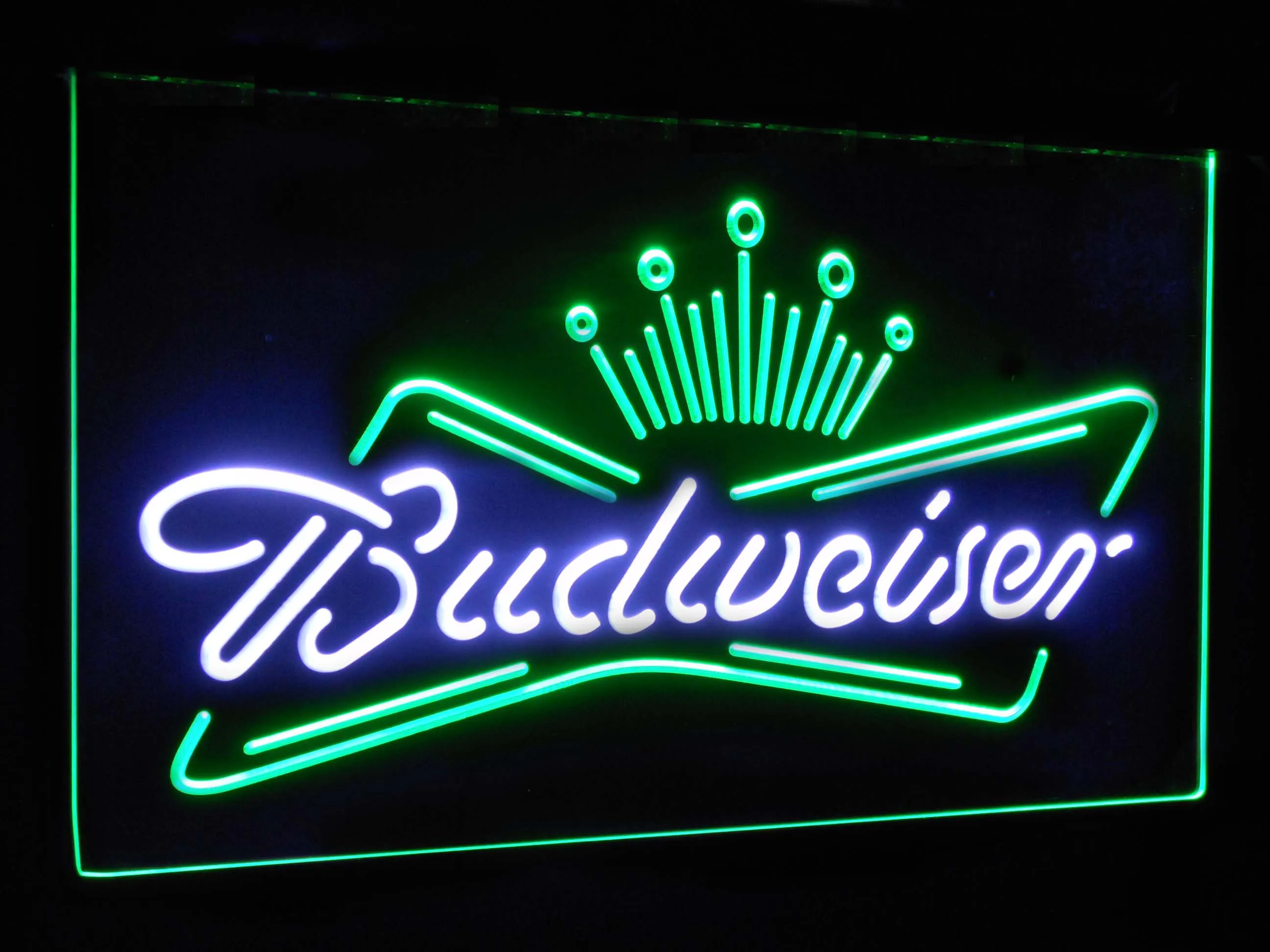 Budweiser King пивной бар украшения подарок двойной цвет светодиодный неоновый светильник вывески st6-a2005 - Цвет: White and Green