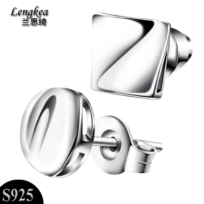 Мужские ювелирные изделия из серебра 925 пробы, серьги-гвоздики для мужчин, модные женские серьги, серьги для пирсинга, подвески-безделушки, круглые квадратные модели