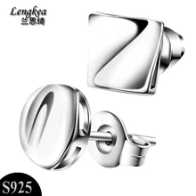 Мужские ювелирные изделия из серебра 925 пробы, серьги-гвоздики для мужчин, модные женские серьги, серьги для пирсинга, подвески-безделушки, круглые квадратные модели