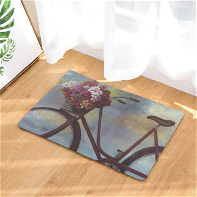 Flannel Floor Mats Bicycle Printed Bedroom Living Room Carpets Cartoon