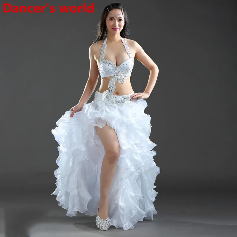 BRA BELT SKIRT Стиль пальто слинг Стиль кружева танец живота набор женская одежда с коротким рукавом топ+ юбка 2 шт Танец живота Костюм женский комплект для упражнений 2 цвета - Цвет: BRA BELT SKIRT