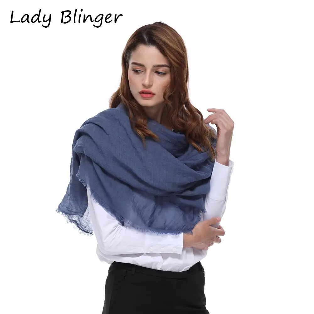 Lady Blinger super soft cotton linen square wraps large big summer air condition shawl and blue scarf beach blanket | Аксессуары для