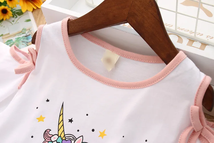 Toddler Kids Baby Girls Clothes Unicorn T-Shirt+Tulle Skirt 2PCS Birthday Outfits Suit Kids Children Summer Clothing Sets