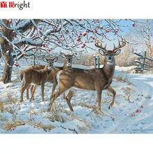 Зимняя Алмазная картина Deers, вышивка крестиком, полная квадратная Алмазная вышивка с Носорогом, на заказ, алмазная вышивка XY1
