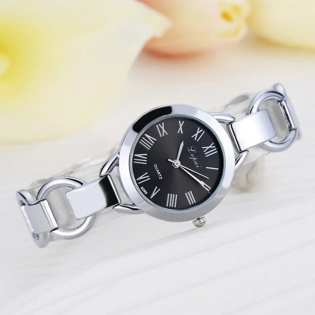 Bracelet Watches Gold Silver Women Quartz Wristwatch stainless steel ...
