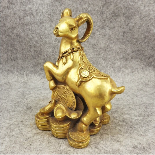 

B0602 421Old antique Bronze Arts & Crafts Copper sheep zodiac decoration home decoration crafts lucky fortune sanyang statue