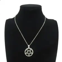 R839 8-2 pendentif étoile de sorcière pentagramme en argent collier chaîne courte collier 18"(China)