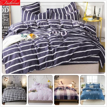 

2019 New Creative Stripe Blue Duvet Cover 3/4 pcs Bedding Set Kids Child Cotton Soft Bed Linens 1.5m 1.8m 2m 2.2m 2.3m Bedlinens