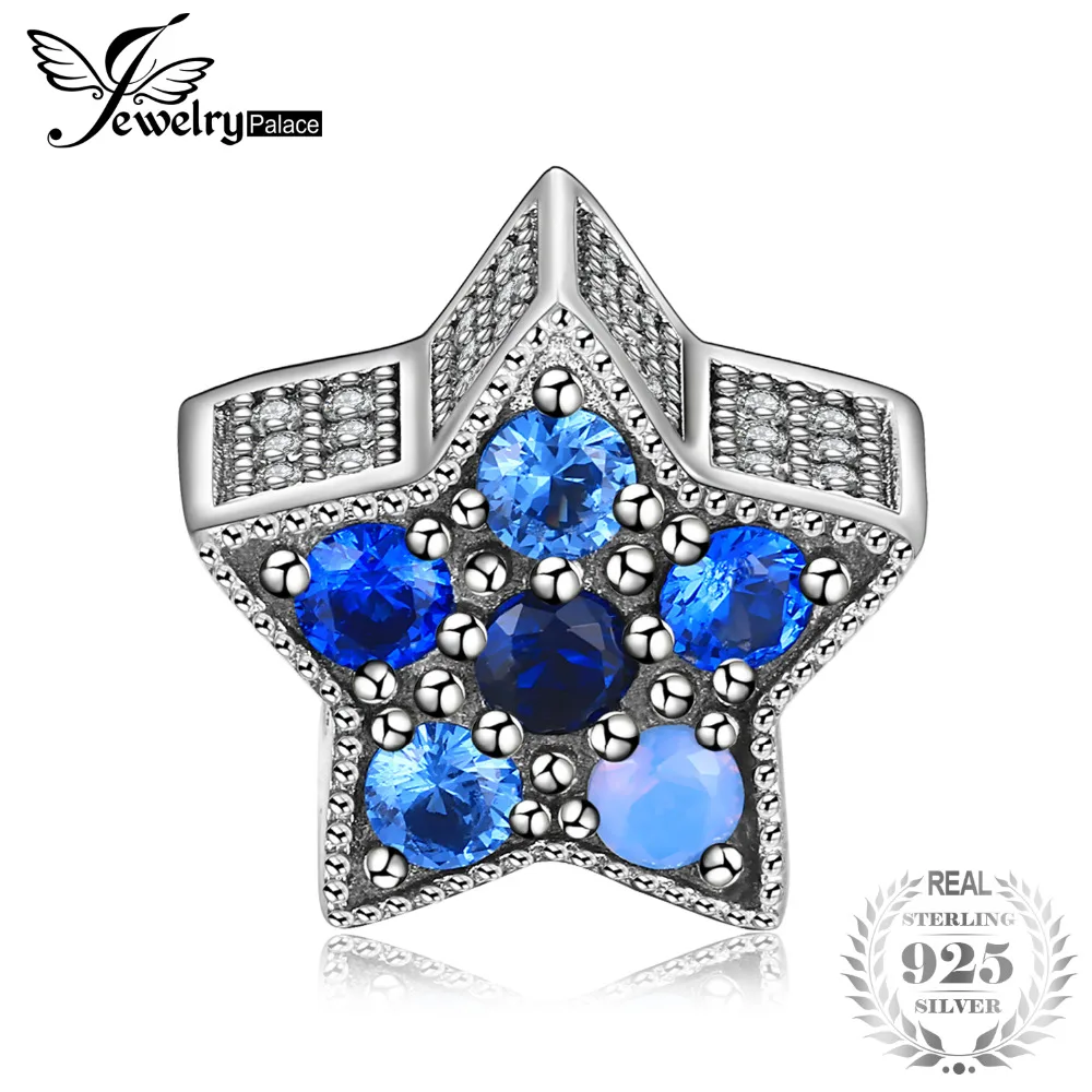 Jewelrypalace 925 пробы серебро синий пузырь звездообразные бусины Подвески Fit Браслеты-Подарки для нее модные юбилейные украшения - изображение
