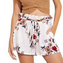 Горячая распродажа Новые брюки женские повседневные свободные штаны с принтом Пояс женская летняя пляжная шорты брюки костюм скольжения da bagno donna