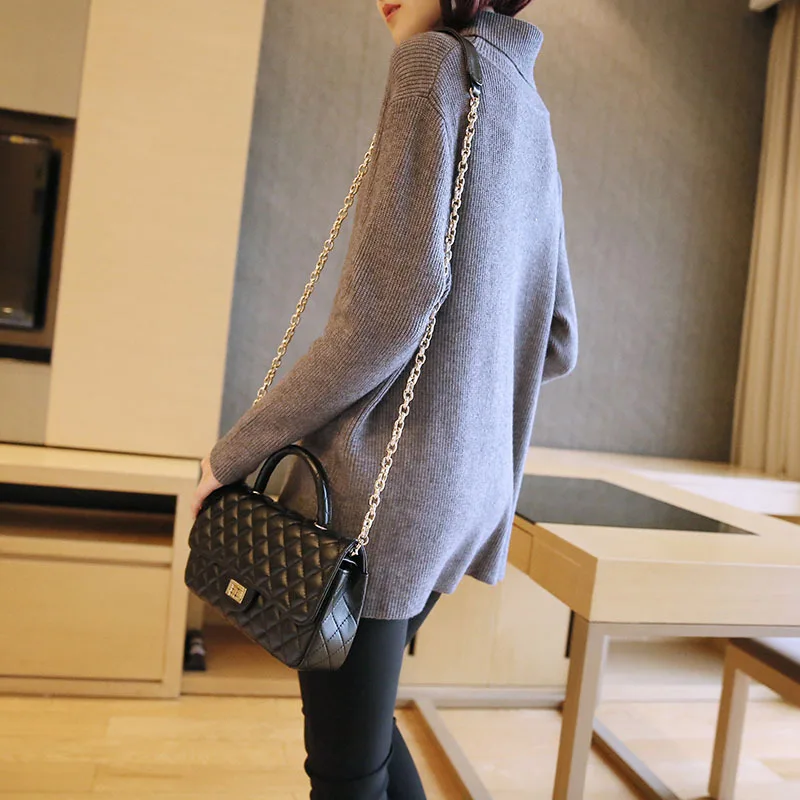 2018 Femelle Lâche Black Creux D'hiver Femmes Taille Automne Et Col De Chandail Pull Haut gray Grande Blue dark Nouvelle Longue Section Mode 5gBdqqnZU