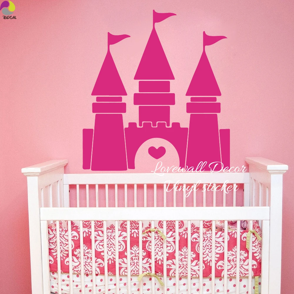 Autocollant Mural De Chateau De Dessin Anime Autocollant Mural De Chambre De Fille De Bebe Mignon De Princesse En Vinyle Decor De Maison Art Mural Aliexpress